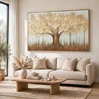 Davy Autumn-Tree Wall Art with Gold Foil Accent, Brown, Canvas 36x60