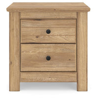 Maki Nightstand with 2 Drawers, Built-In USB Charging, Brown Wood 25 Inch-BM355708