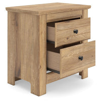 Maki Nightstand with 2 Drawers, Built-In USB Charging, Brown Wood 25 Inch-BM355708