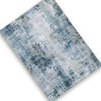 Arian Abstract Medium Area Rug, Faux Fur, Built-In Memory Foam, Blue 5x7