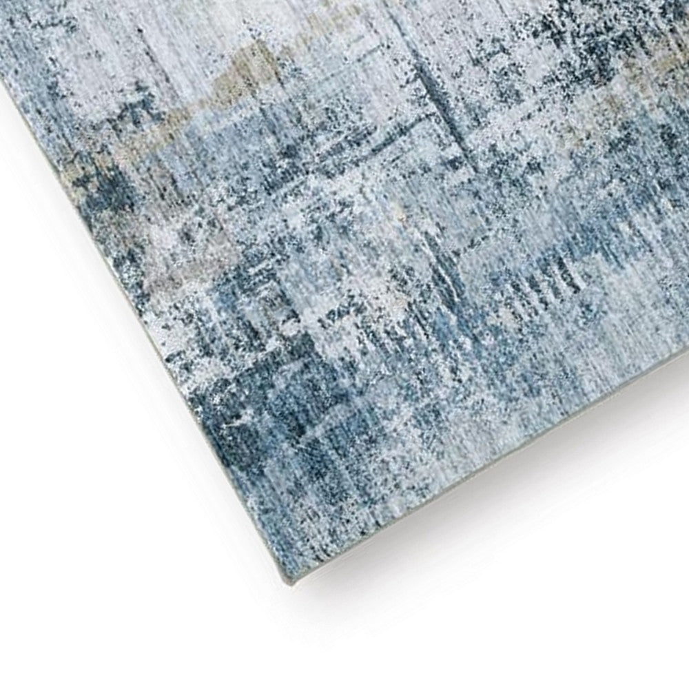 Arian Abstract Medium Area Rug, Faux Fur, Built-In Memory Foam, Blue 5x7