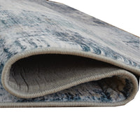 Arian Abstract Medium Area Rug, Faux Fur, Built-In Memory Foam, Blue 5x7