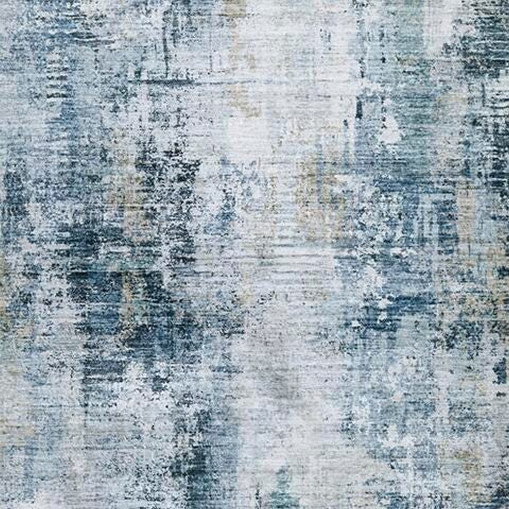 Arian Abstract Medium Area Rug, Faux Fur, Built-In Memory Foam, Blue 5x7