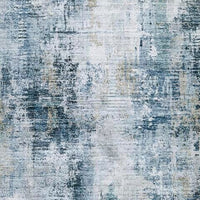 Arian Abstract Medium Area Rug, Faux Fur, Built-In Memory Foam, Blue 5x7