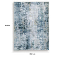Arian Abstract Medium Area Rug, Faux Fur, Built-In Memory Foam, Blue 5x7