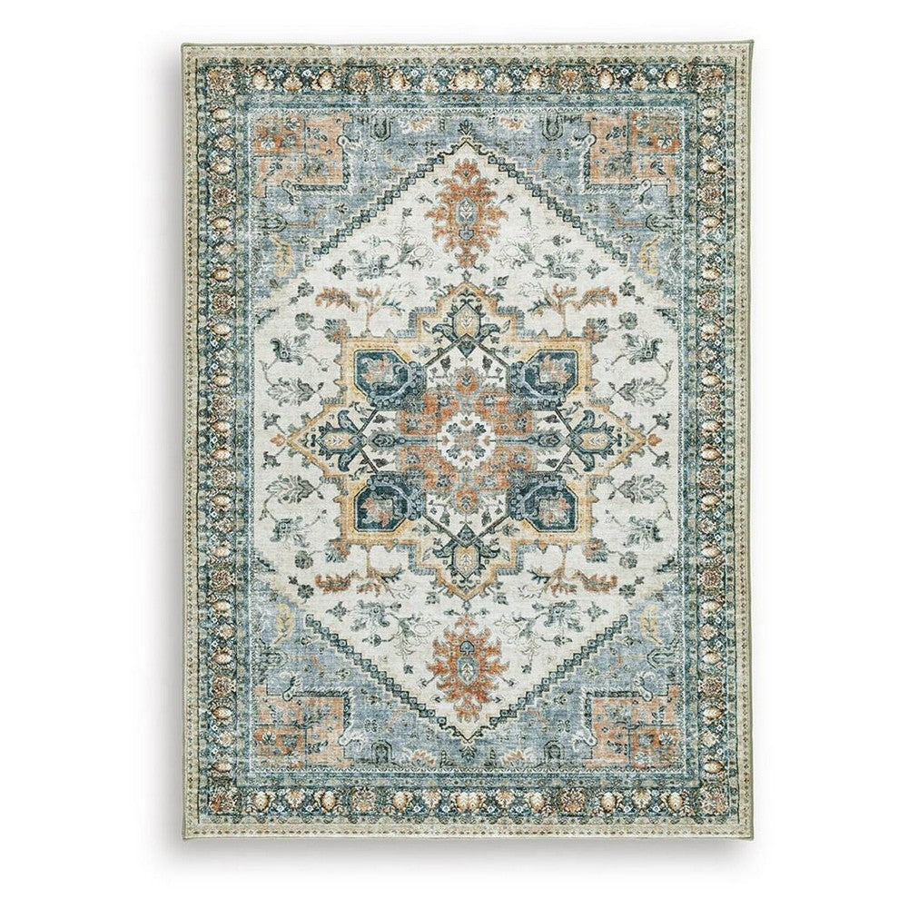Wally Medium Area Rug with Medallion Motifs, Memory Foam, Multicolor Faux Fur 5x7