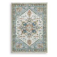 Wally Medium Area Rug with Medallion Motifs, Memory Foam, Multicolor Faux Fur 5x7