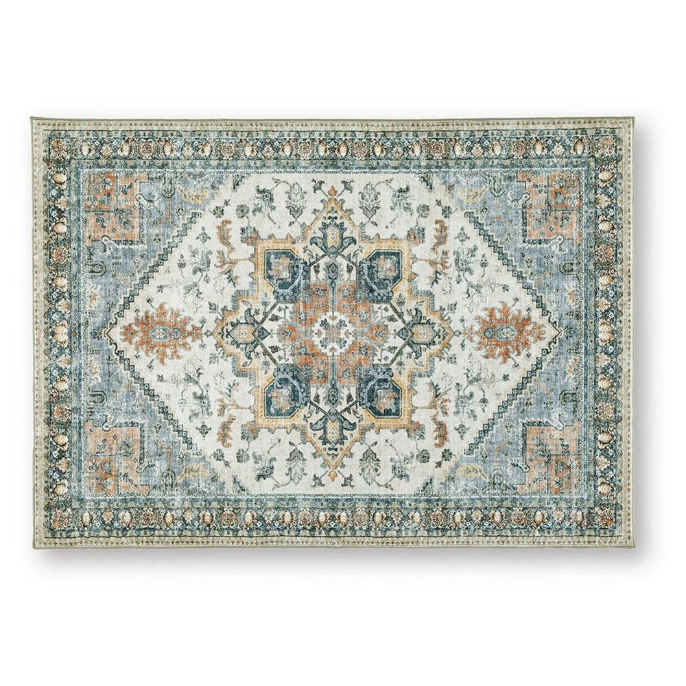 Wally Medium Area Rug with Medallion Motifs, Memory Foam, Multicolor Faux Fur 5x7