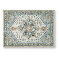Wally Medium Area Rug with Medallion Motifs, Memory Foam, Multicolor Faux Fur 5x7