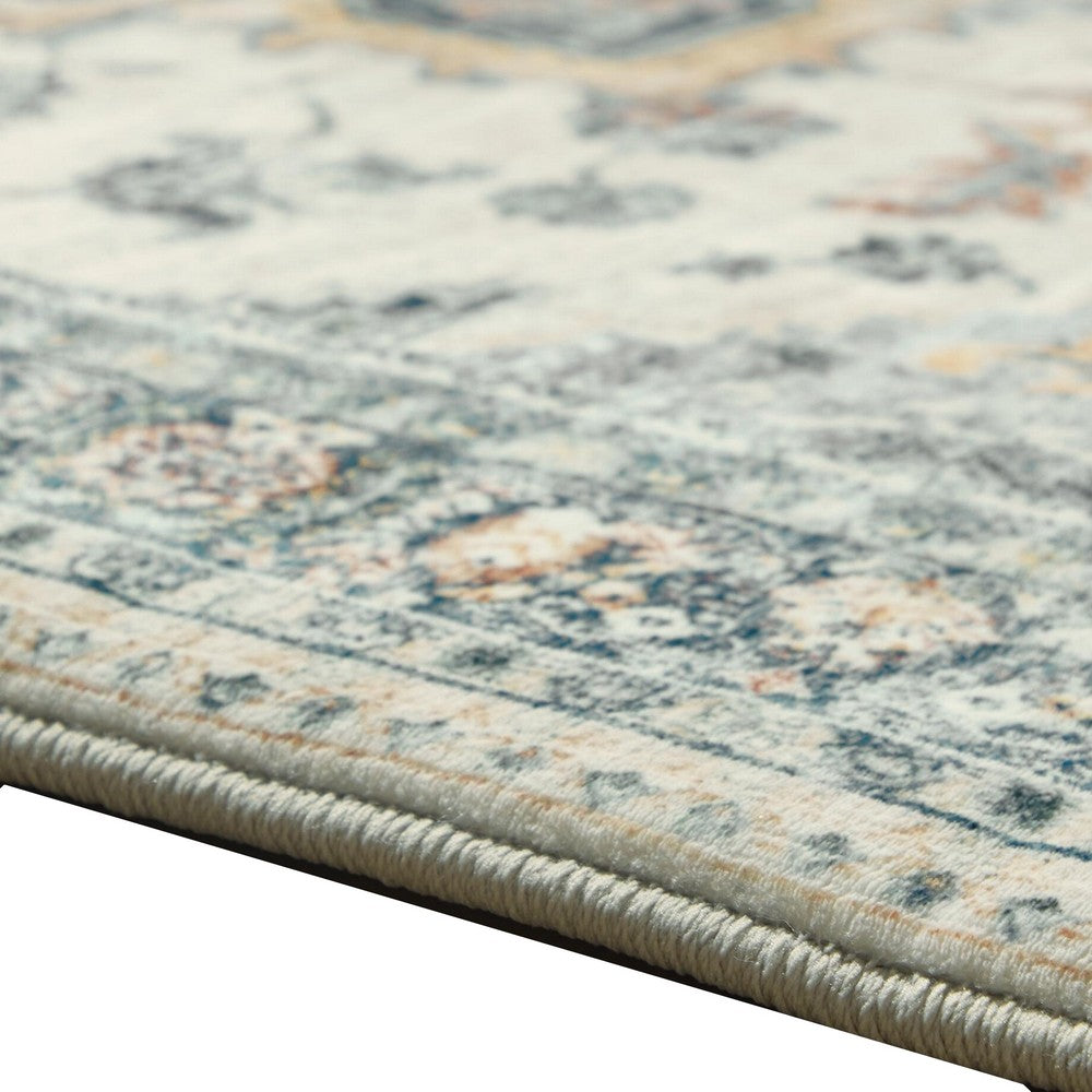 Wally Medium Area Rug with Medallion Motifs, Memory Foam, Multicolor Faux Fur 5x7