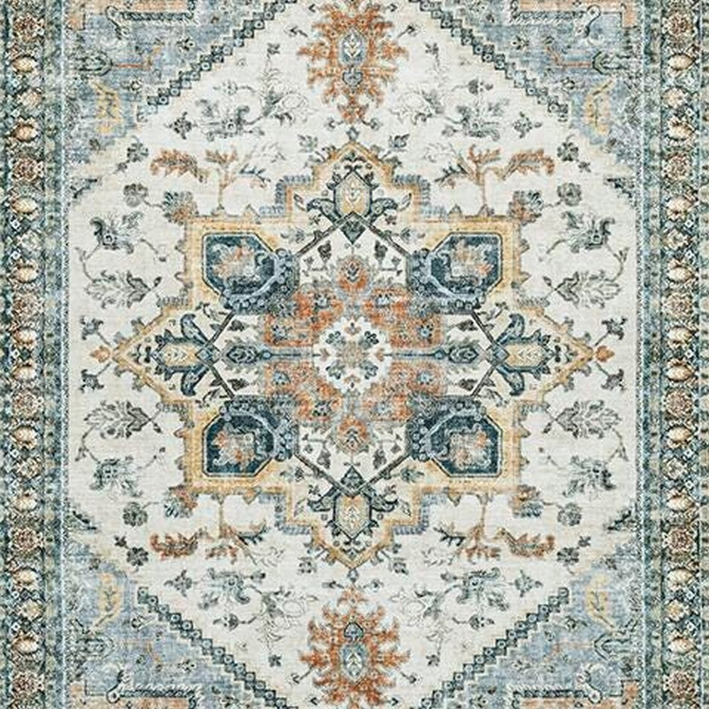 Wally Medium Area Rug with Medallion Motifs, Memory Foam, Multicolor Faux Fur 5x7