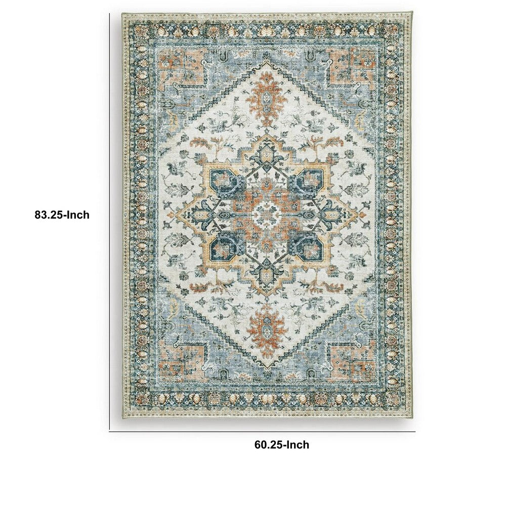 Wally Medium Area Rug with Medallion Motifs, Memory Foam, Multicolor Faux Fur 5x7