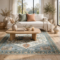 Wally Medium Area Rug with Medallion Motifs, Memory Foam, Multicolor Faux Fur 5x7