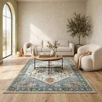 Wally Medium Area Rug with Medallion Motifs, Memory Foam, Multicolor Faux Fur 5x7