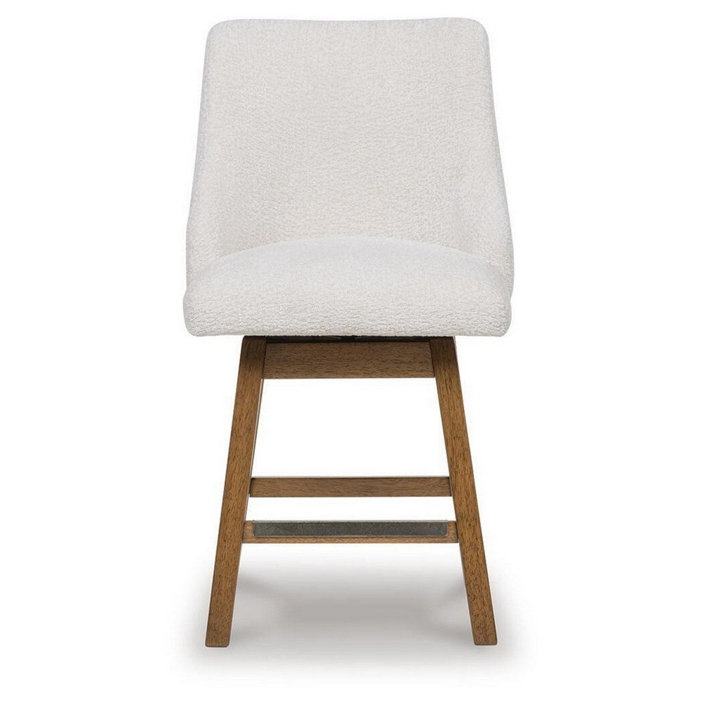 Cabal Swivel Barstool Chair, Set of 2, Oatmeal Polyester, Brown Solid Wood-BM355712
