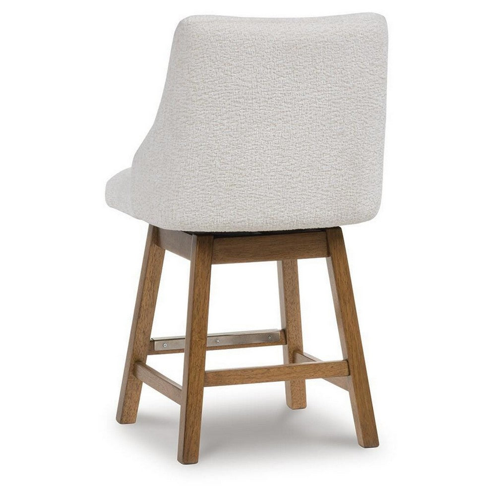 Cabal Swivel Barstool Chair, Set of 2, Oatmeal Polyester, Brown Solid Wood-BM355712