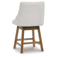 Cabal Swivel Barstool Chair, Set of 2, Oatmeal Polyester, Brown Solid Wood-BM355712