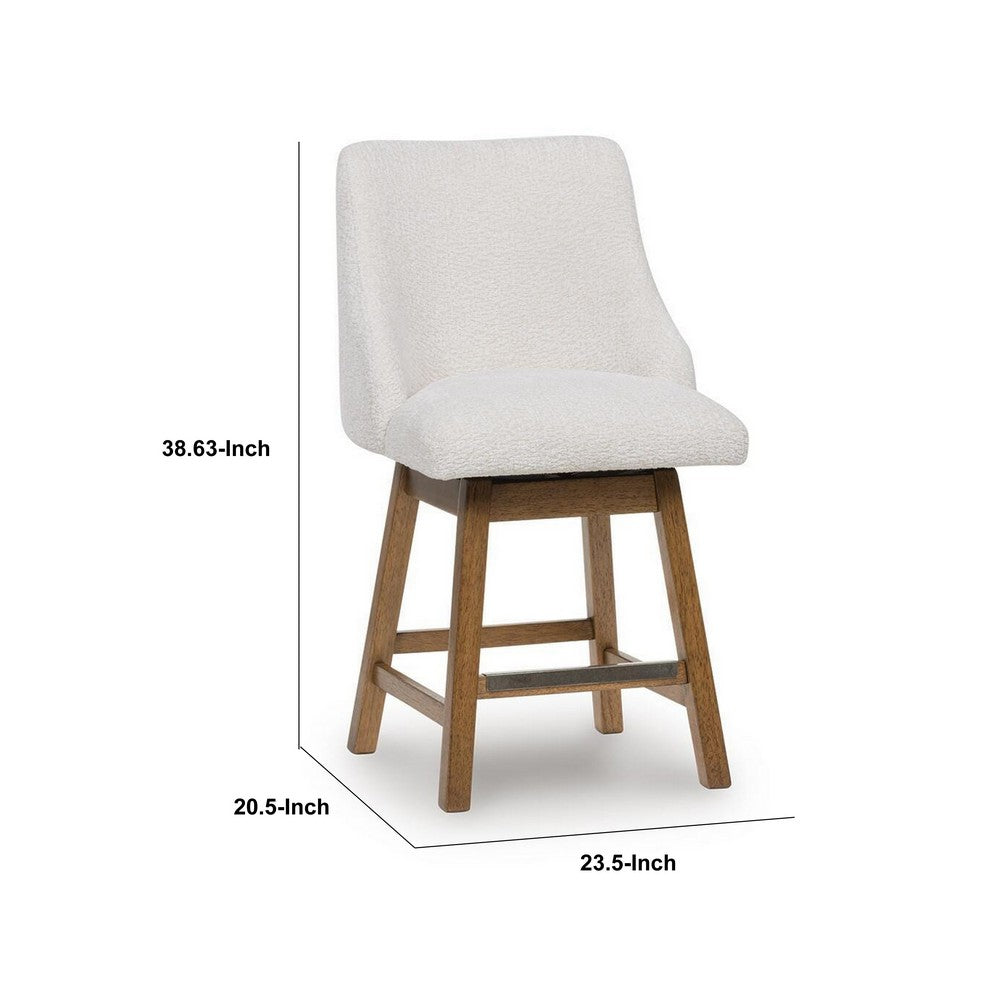 Cabal Swivel Barstool Chair, Set of 2, Oatmeal Polyester, Brown Solid Wood-BM355712