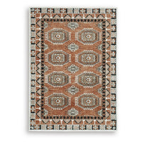 Nyas Medium Area Rug with Medallion Patterns, Multicolor Woven Polyester 5x7