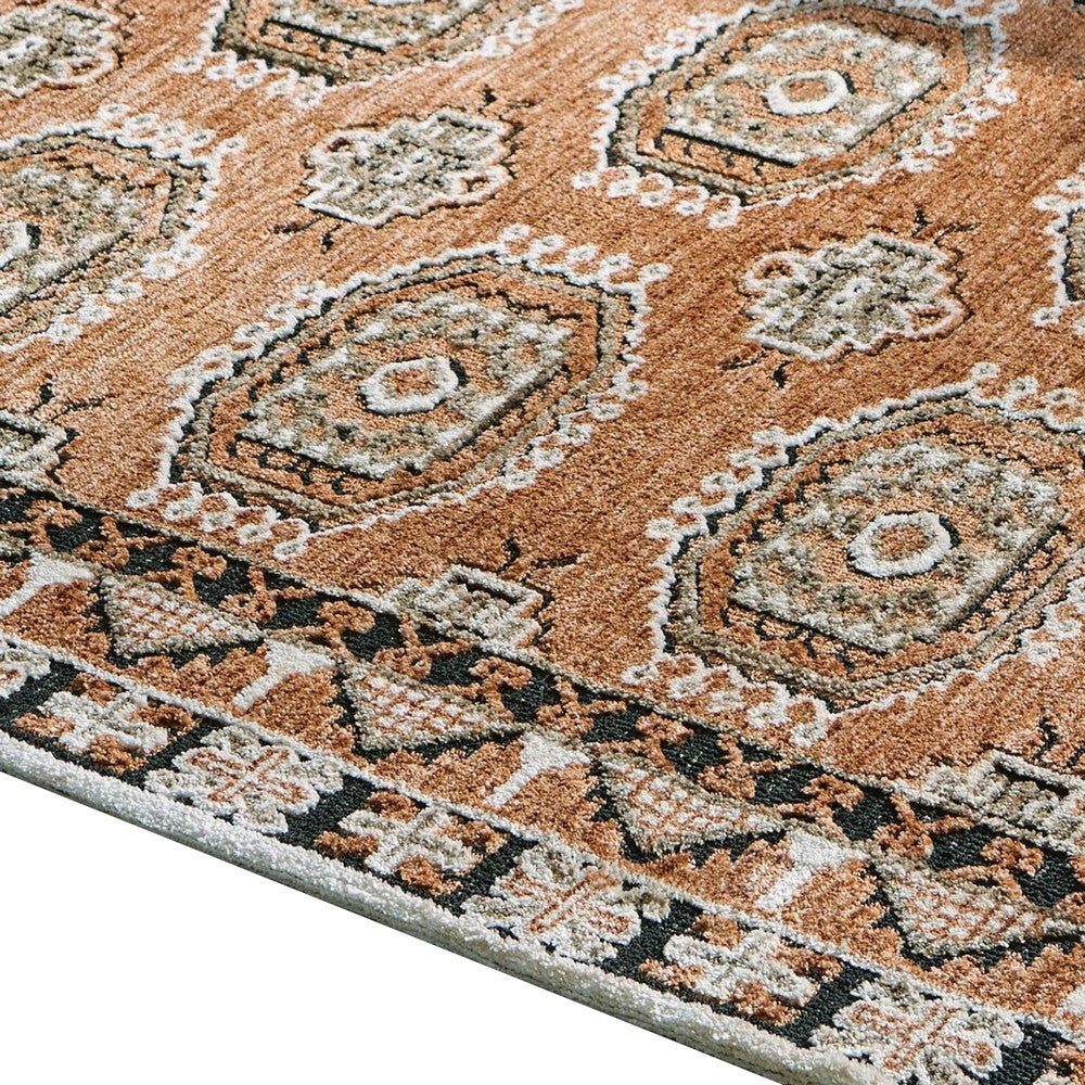Nyas Medium Area Rug with Medallion Patterns, Multicolor Woven Polyester 5x7
