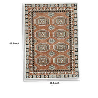 Nyas Medium Area Rug with Medallion Patterns, Multicolor Woven Polyester 5x7
