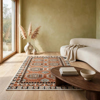 Nyas Medium Area Rug with Medallion Patterns, Multicolor Woven Polyester 5x7