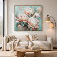 Parry Floral Hand-Painted Wall Art, Brown Framed Canvas, Multicolor 48x49
