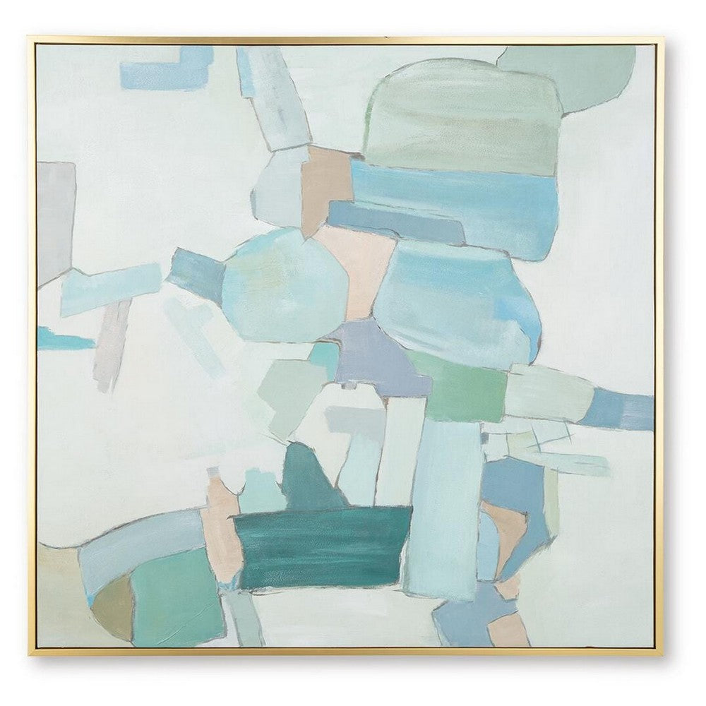 Wyna Watercolor-Inspired Abstract Wall Art, Gold Frame, Multicolor 48x48