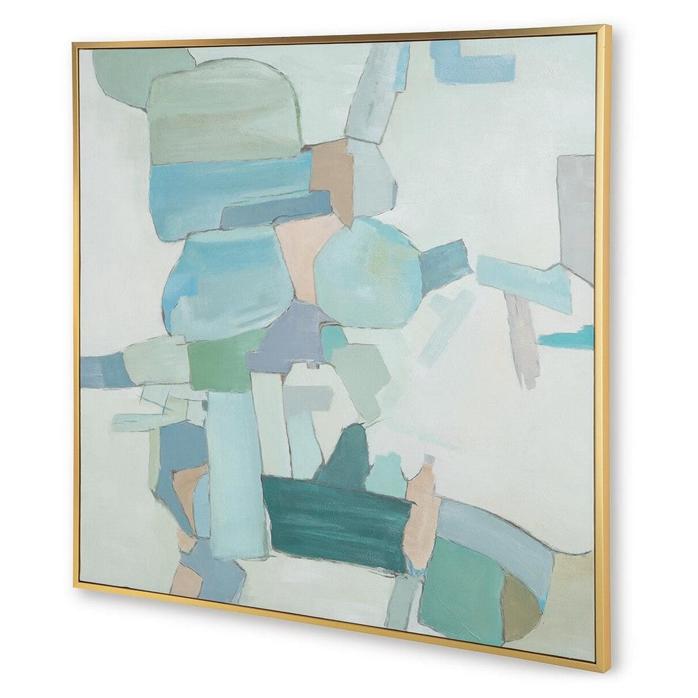 Wyna Watercolor-Inspired Abstract Wall Art, Gold Frame, Multicolor 48x48