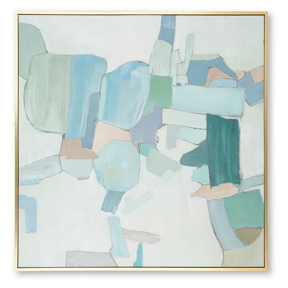 Wyna Watercolor-Inspired Abstract Wall Art, Gold Frame, Multicolor 48x48