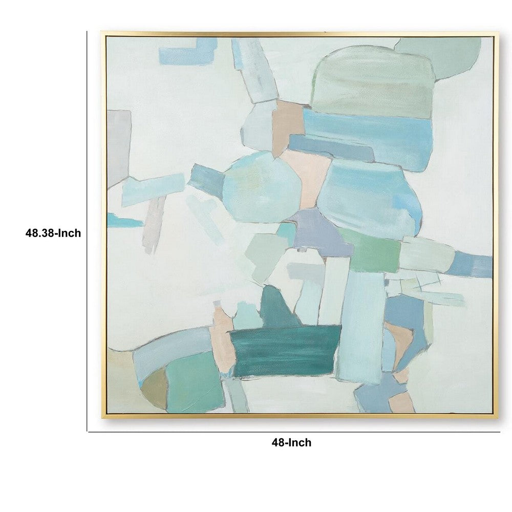 Wyna Watercolor-Inspired Abstract Wall Art, Gold Frame, Multicolor 48x48