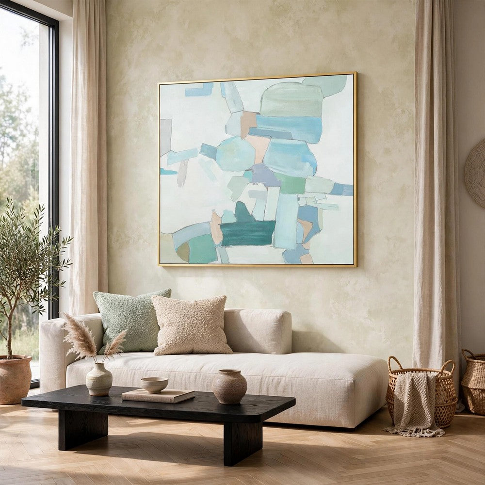 Wyna Watercolor-Inspired Abstract Wall Art, Gold Frame, Multicolor 48x48