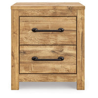Mayna Nightstand with 2 Drawers, Pewter-Tone Metal, Brown Wood 25 Inch - BM355718