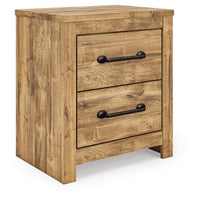 Mayna Nightstand with 2 Drawers, Pewter-Tone Metal, Brown Wood 25 Inch - BM355718