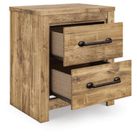 Mayna Nightstand with 2 Drawers, Pewter-Tone Metal, Brown Wood 25 Inch - BM355718
