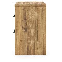 Mayna Nightstand with 2 Drawers, Pewter-Tone Metal, Brown Wood 25 Inch - BM355718