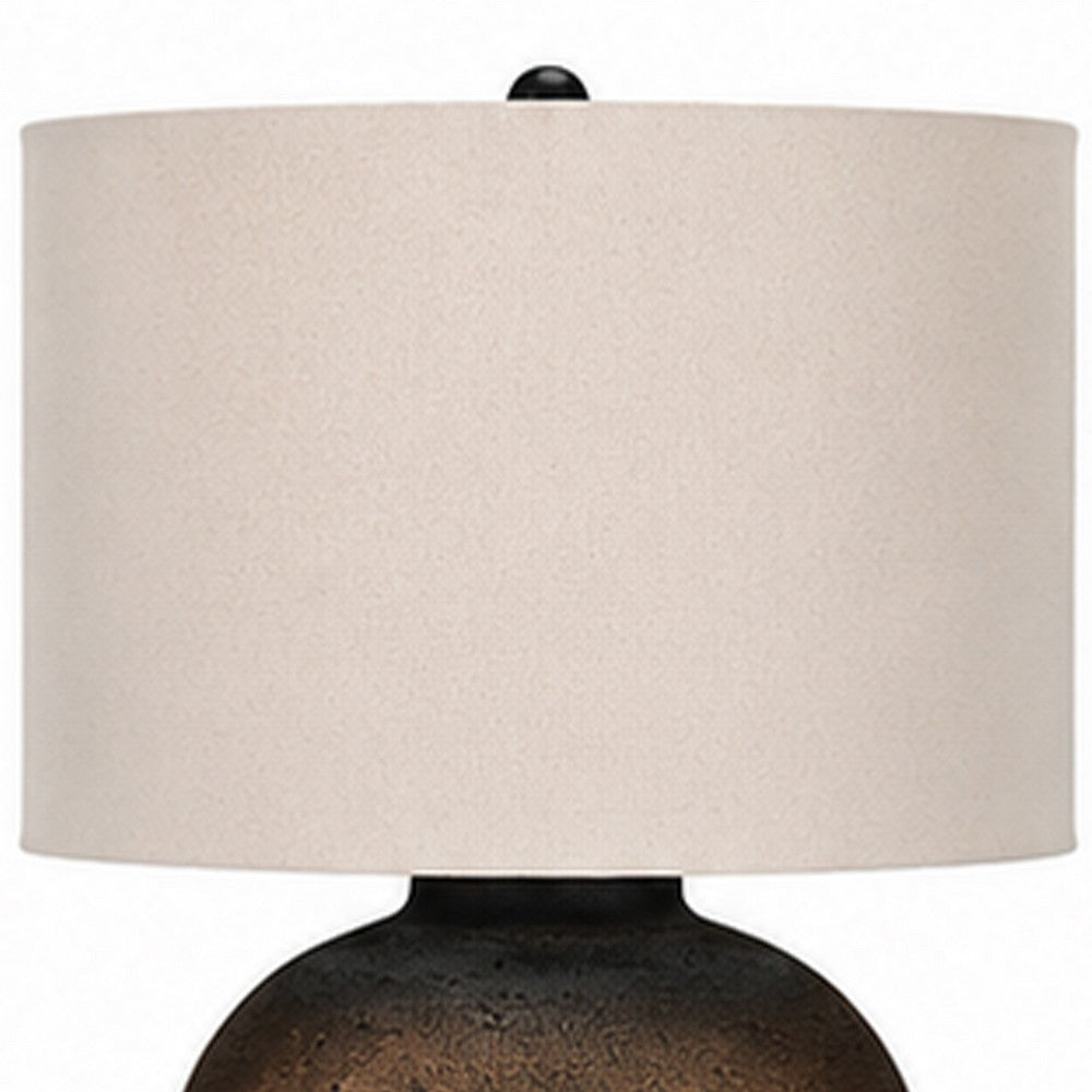 Norry Table Lamp with Fabric Shade, Brown-Black Textured Metal 31 Inch