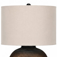 Norry Table Lamp with Fabric Shade, Brown-Black Textured Metal 31 Inch