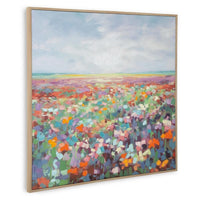 Sethy Wall Art, Hand-Painted Floral Landscape, Multicolor Canvas 48x49