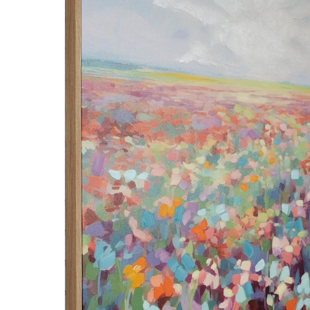 Sethy Wall Art, Hand-Painted Floral Landscape, Multicolor Canvas 48x49