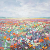 Sethy Wall Art, Hand-Painted Floral Landscape, Multicolor Canvas 48x49