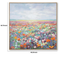 Sethy Wall Art, Hand-Painted Floral Landscape, Multicolor Canvas 48x49