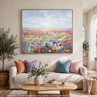 Sethy Wall Art, Hand-Painted Floral Landscape, Multicolor Canvas 48x49