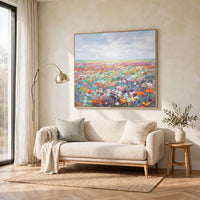 Sethy Wall Art, Hand-Painted Floral Landscape, Multicolor Canvas 48x49