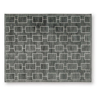 Zelda Washable Large Area Rug with Gray Geometric Designs, Black Faux Fur 8x10