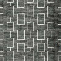 Zelda Washable Large Area Rug with Gray Geometric Designs, Black Faux Fur 8x10