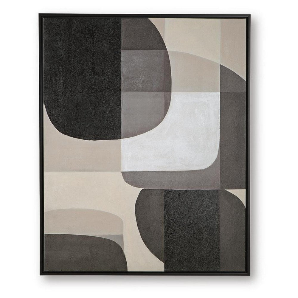 Kesly Wall Art with Abstract Design, Black Framed Canvas, Multicolor 40x50