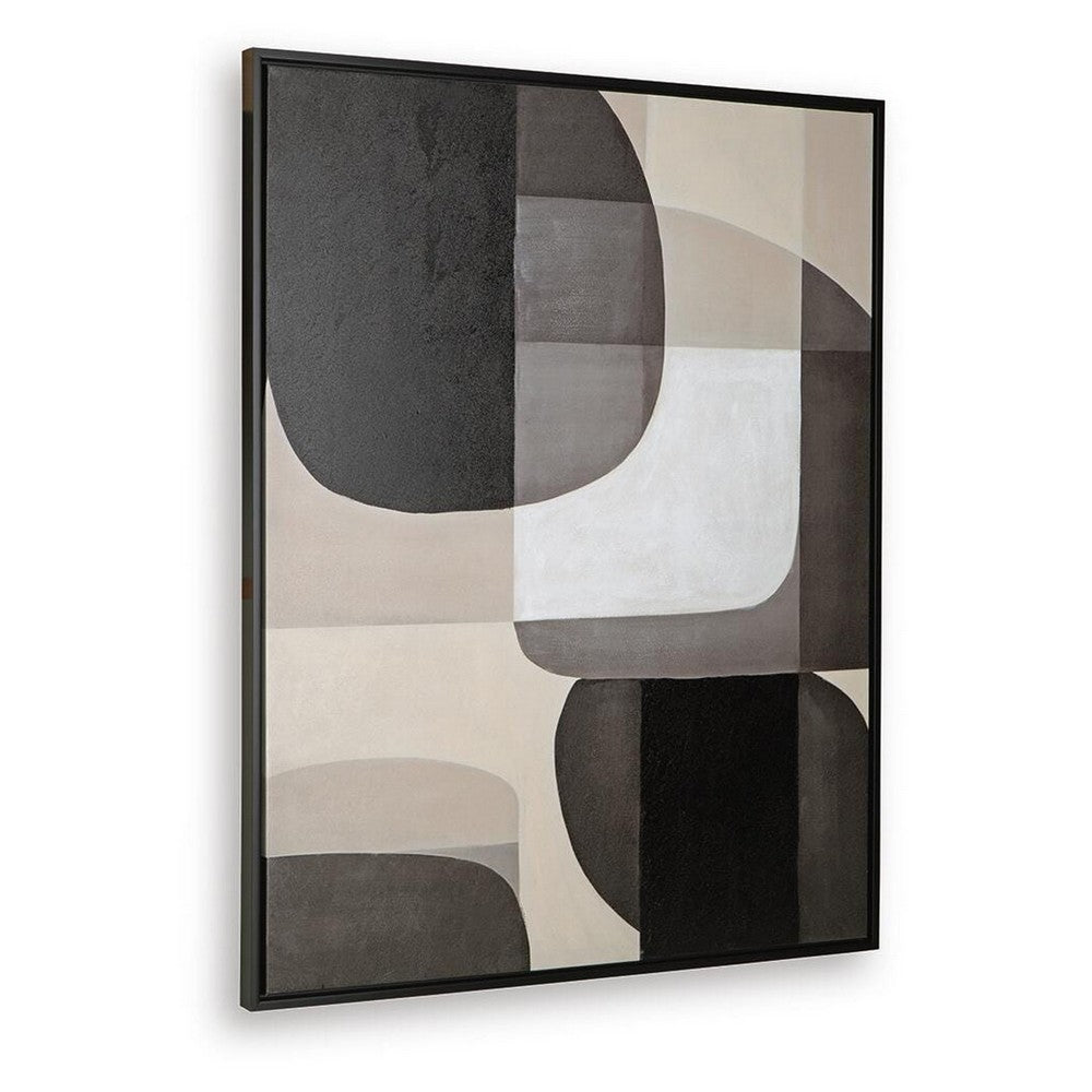 Kesly Wall Art with Abstract Design, Black Framed Canvas, Multicolor 40x50