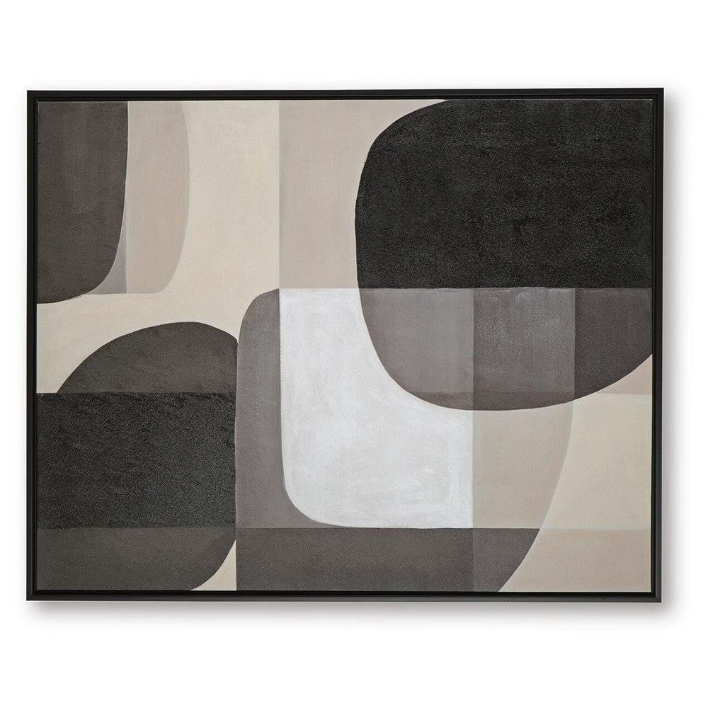Kesly Wall Art with Abstract Design, Black Framed Canvas, Multicolor 40x50