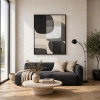 Kesly Wall Art with Abstract Design, Black Framed Canvas, Multicolor 40x50